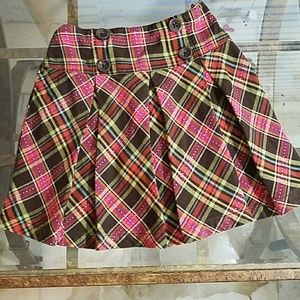 Brownish Strips Pleaded Girl Skirt